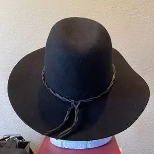 Volcom Stone Western Cowboy Hat in black wool with leather band Roxbury Leather Western Hat – Village Hat Shop main image 4